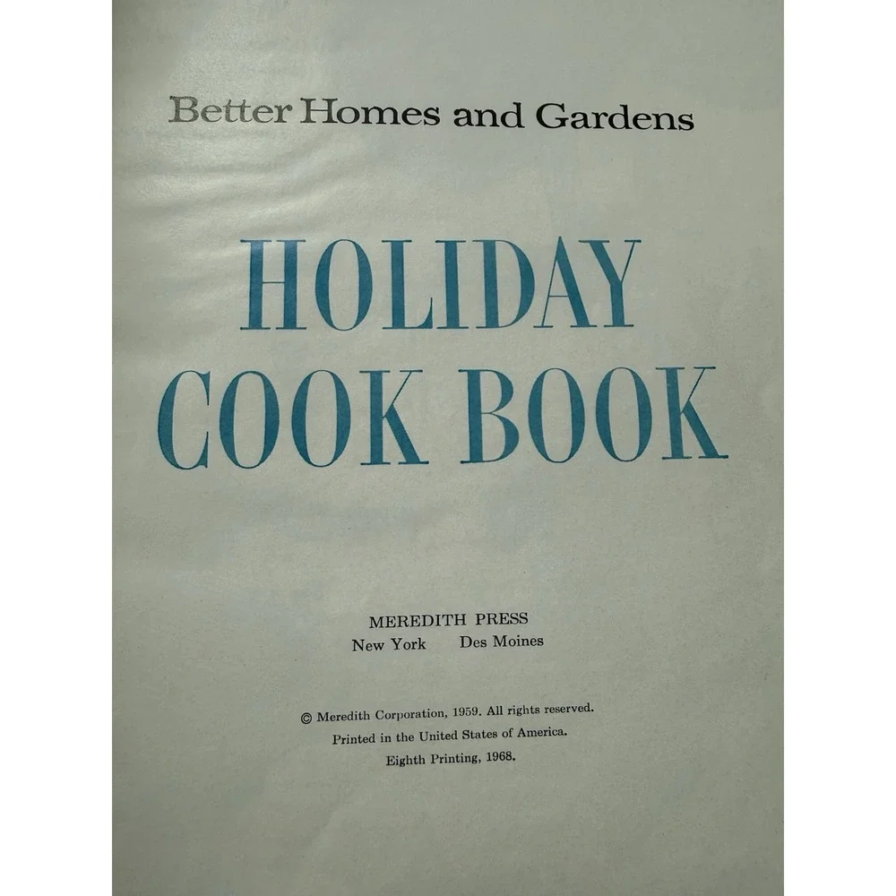 Vintage 1968 Better Homes and Garden Holiday Cookbook. Special Occasions